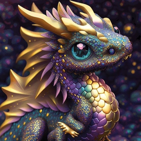 Pixelfee Diamond Painting Golden Dragon von Sandrietta_ai