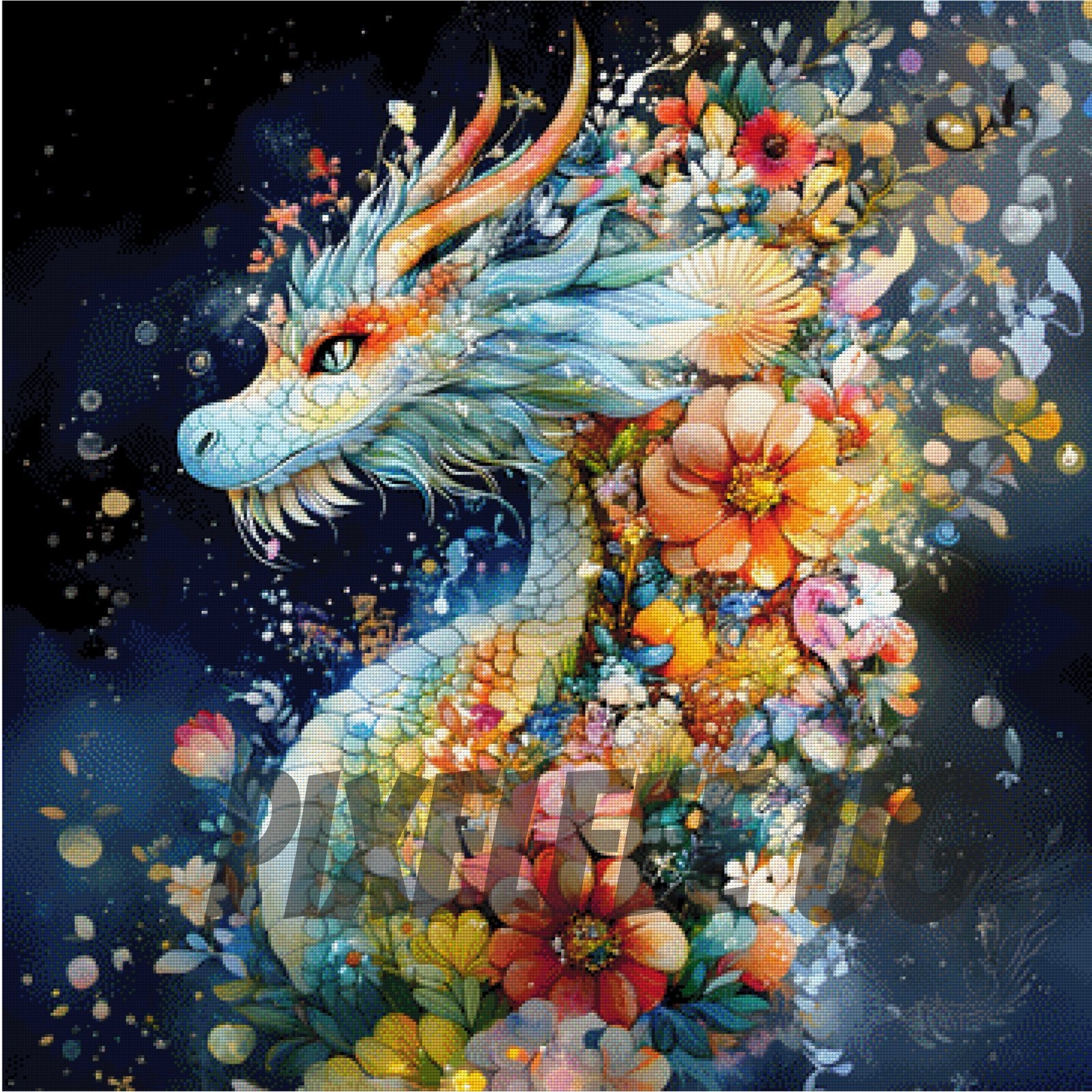 Pixelfee Diamond Painting Blooming Dragon von nadaya_illustration_jp