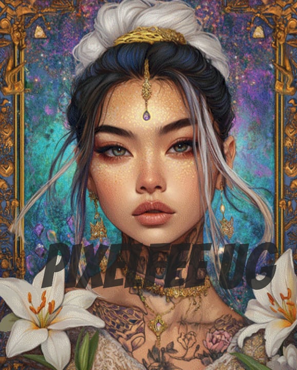 Pixelfee Diamond Painting Die Blume und das Feuer von Sandrietta_ai