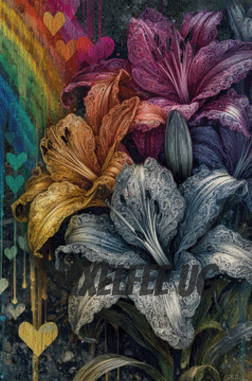 Pixelfee Diamond Painting Heart and Lilies von Lexxa