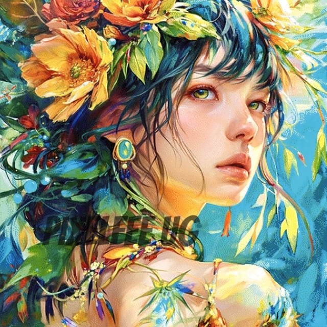 Pixelfee Diamond Painting Beautiful Girl von Sandrietta_ai