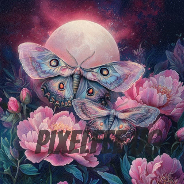 Pixelfee Diamond Painting Im Licht des rosafarbenen Mondes von Sandrietta_ai