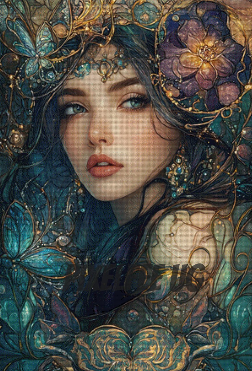 Pixelfee Diamond Painting Myrielle von den gläsernen Flügeln von Sandrietta_ai