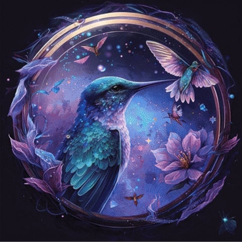 Pixelfee Diamond Painting Purple Hummingbird von Sandrietta_ai