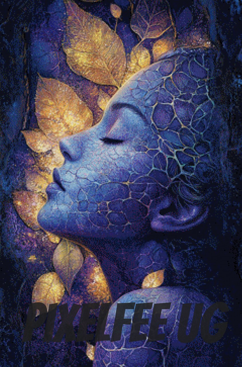 Pixelfee Diamond Painting Leaf Face #2 von Sandrietta_ai