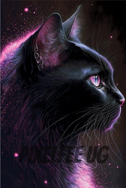 Pixelfee Diamond Painting Purple Cat von Morgana.fantasy.ai