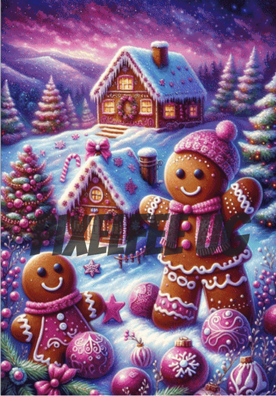 Pixelfee Diamond Painting Weihnachten mit Lebkuchenfamilie von Tante Tati