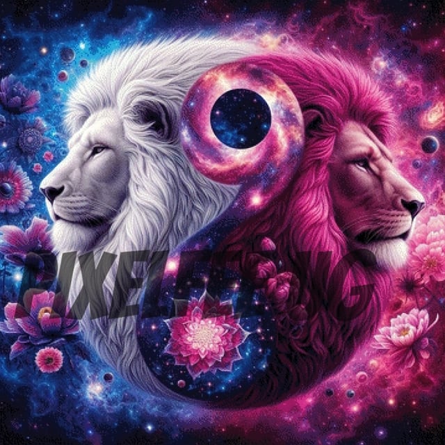 Pixelfee Diamond Painting Lion YingYang von Sandrietta_ai