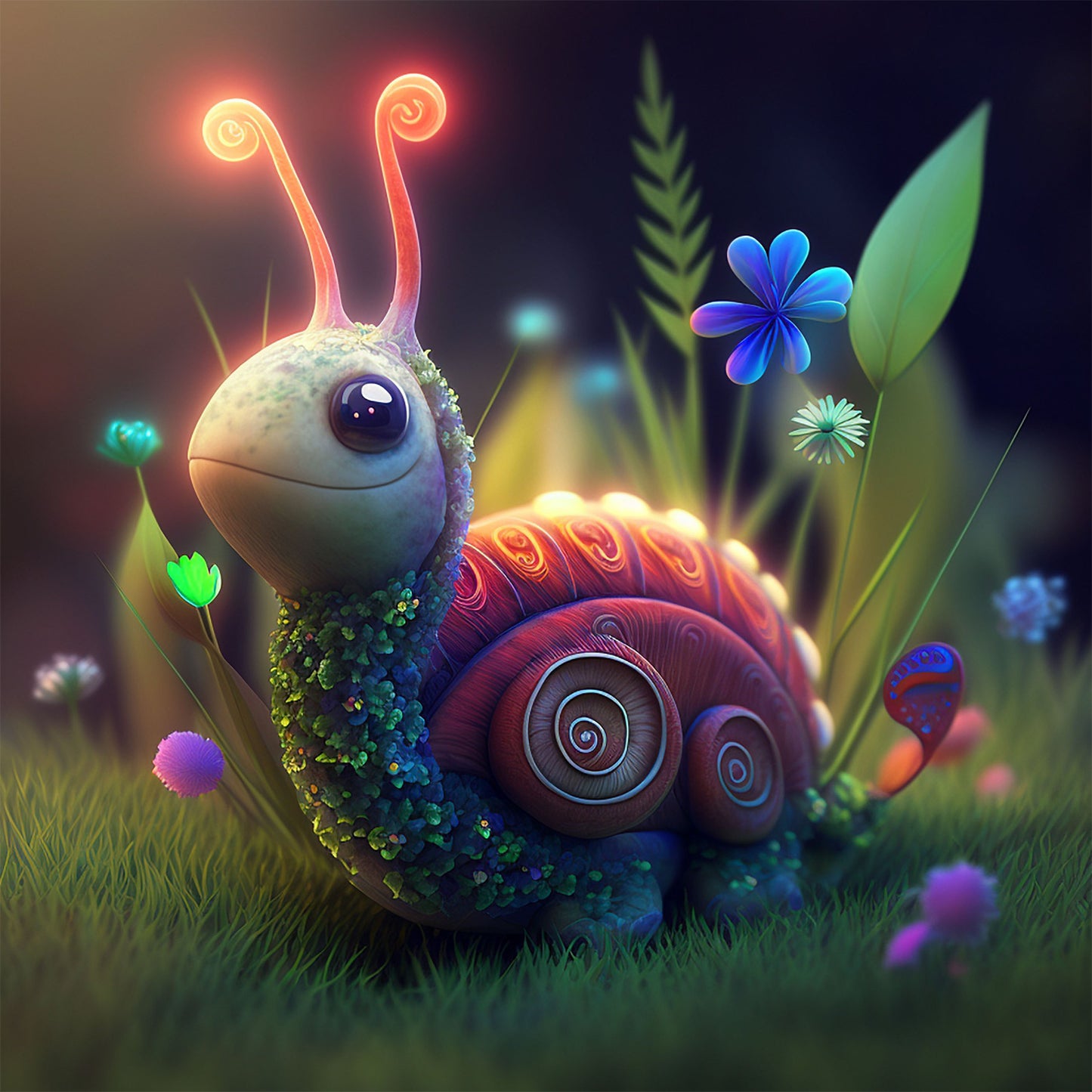 Pixelfee Diamond Painting Glowing Snail von Sandrietta_ai