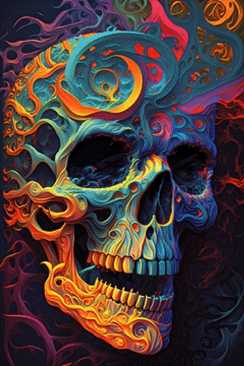 Pixelfee Diamond Painting Skull Abstract