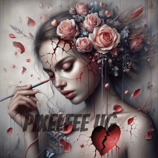 Pixelfee Diamond Painting Broken Heart von Kreativköter