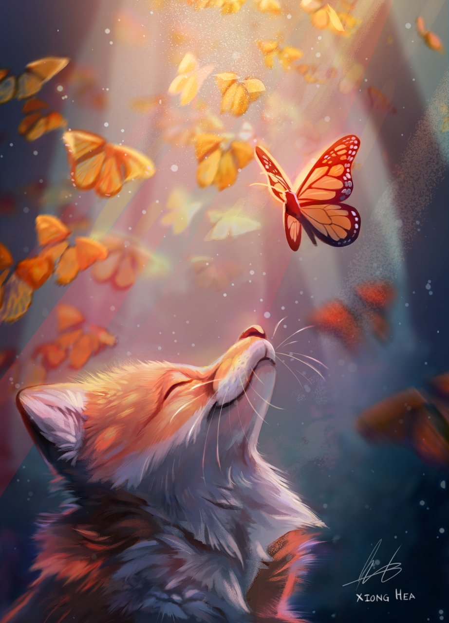 Pixelfee Diamond Painting Fox and Butterflies von Xiong Hea