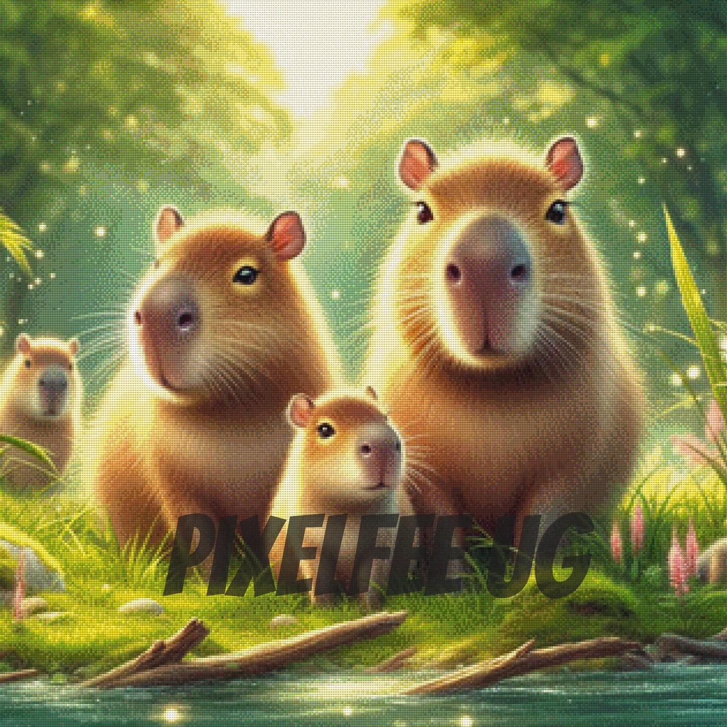 Pixelfee Diamond Painting Capybaras at the water von Pears