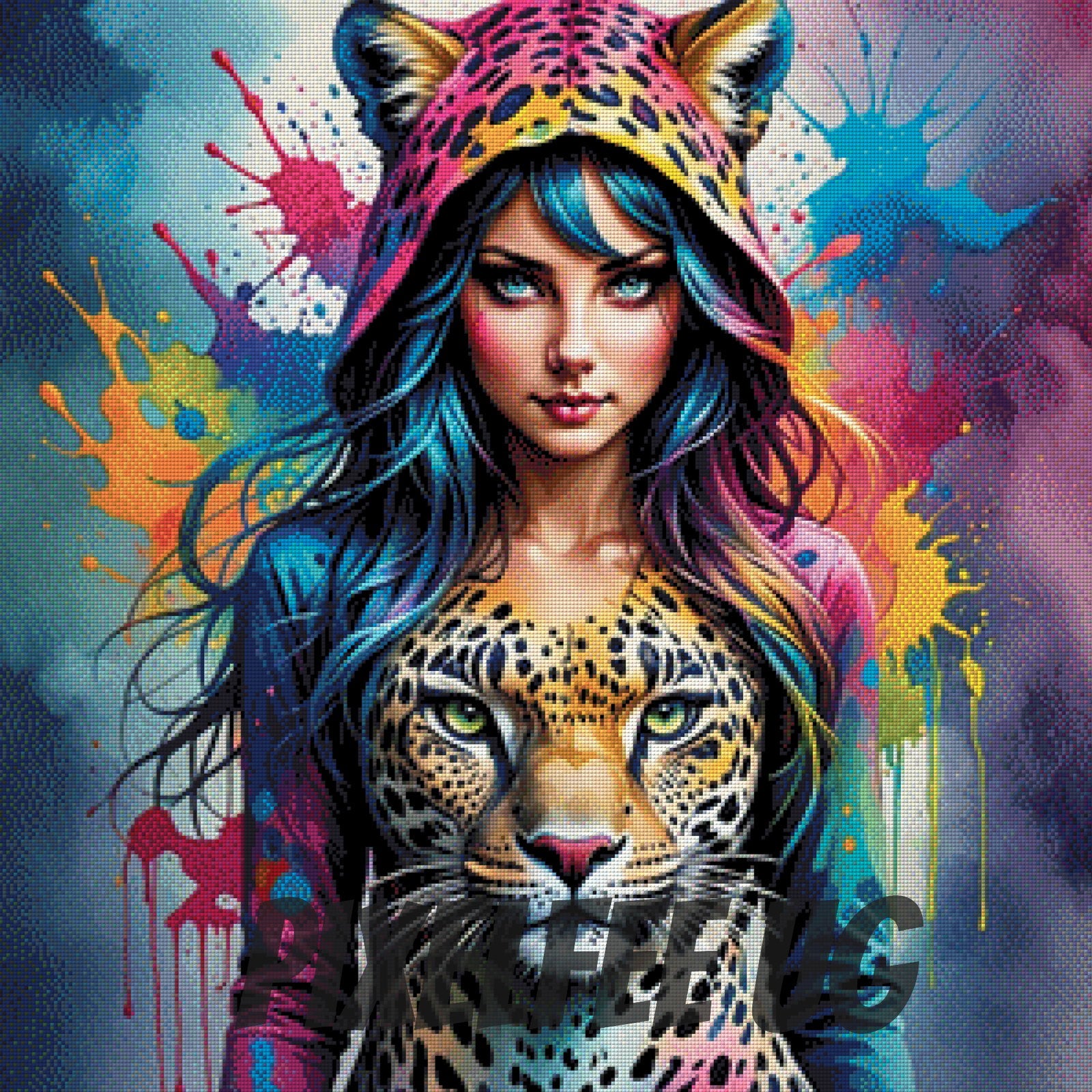 Pixelfee Diamond Painting Colorful Catwomen von ArtRosa