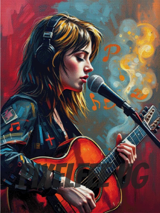 Pixelfee Diamond Painting Das Mädchen mit der Gitarre #2 von Pears
