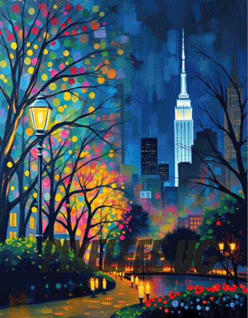 Pixelfee Diamond Painting Central Park at night von Pears