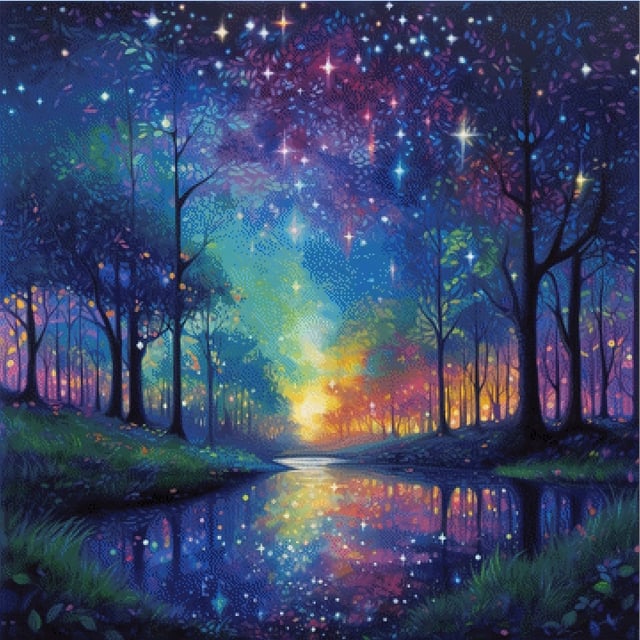 Pixelfee Diamond Painting Star Sunset von Sandrietta_ai