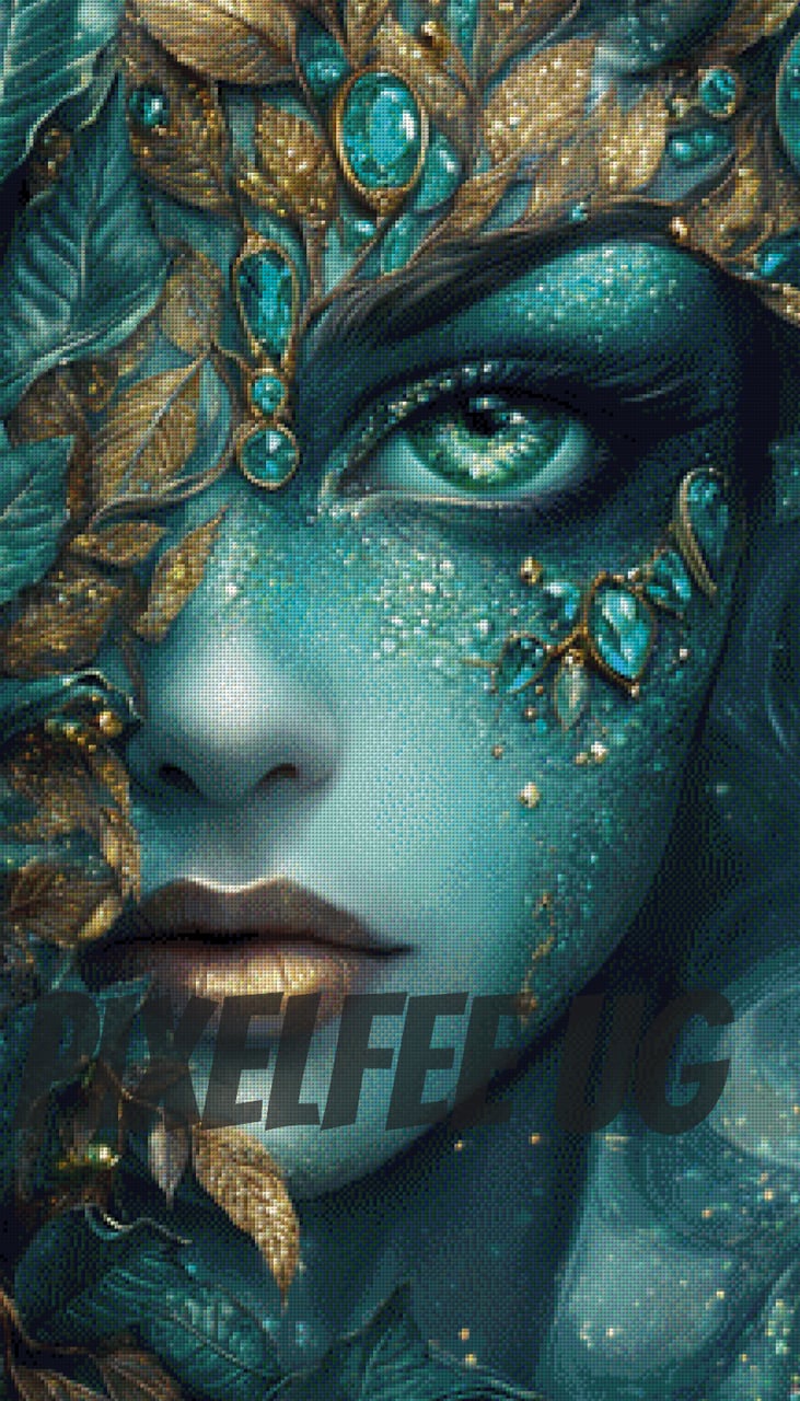 Pixelfee Diamond Painting Faelindra, die Blütenschattenweberin von Sandrietta_ai