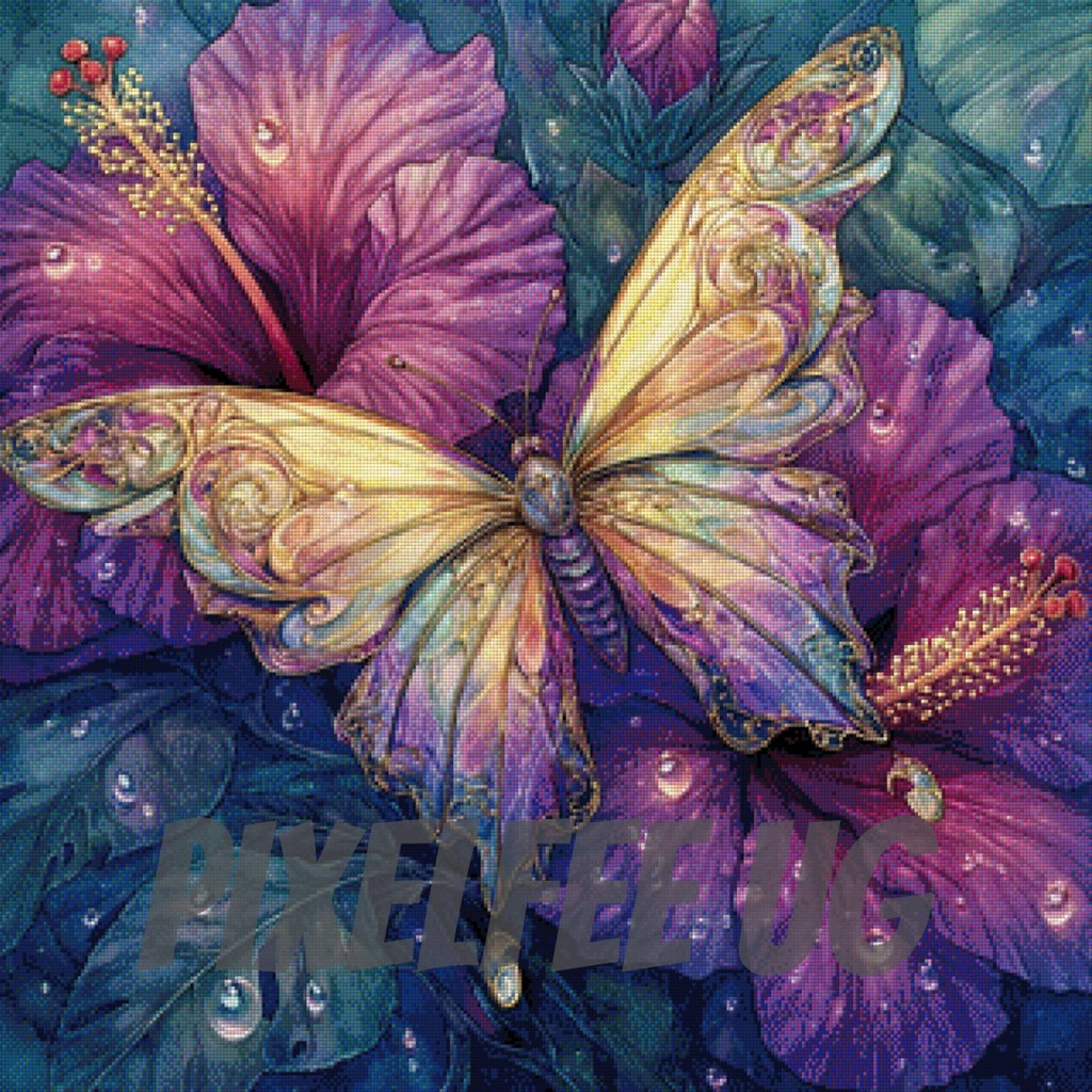 Pixelfee Diamond Painting Flügel aus Licht und Tau von Sandrietta_ai
