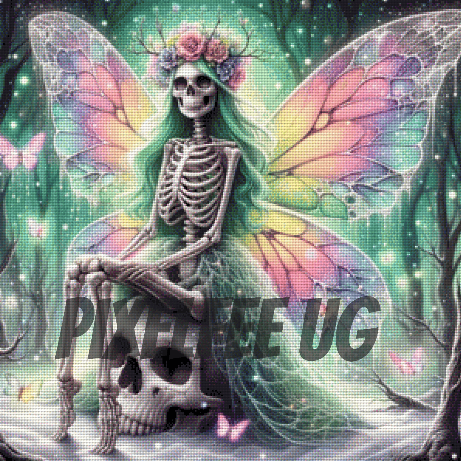 Pixelfee Diamond Painting Butterfly Skull von Sandrietta_ai