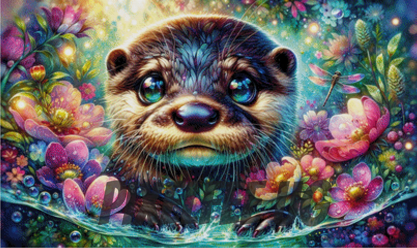 Pixelfee Diamond Painting Blumenbad mit Otter von Tante Tati