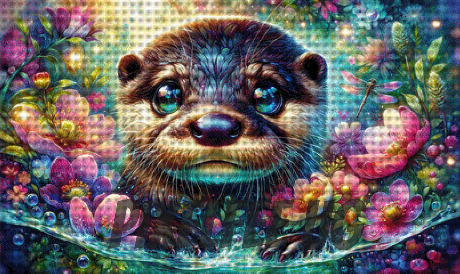 Pixelfee Diamond Painting Blumenbad mit Otter von Tante Tati