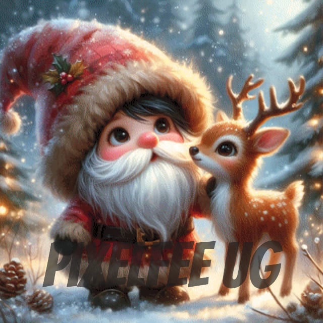 Pixelfee Diamond Painting a gnome and its deer #1 von Pears