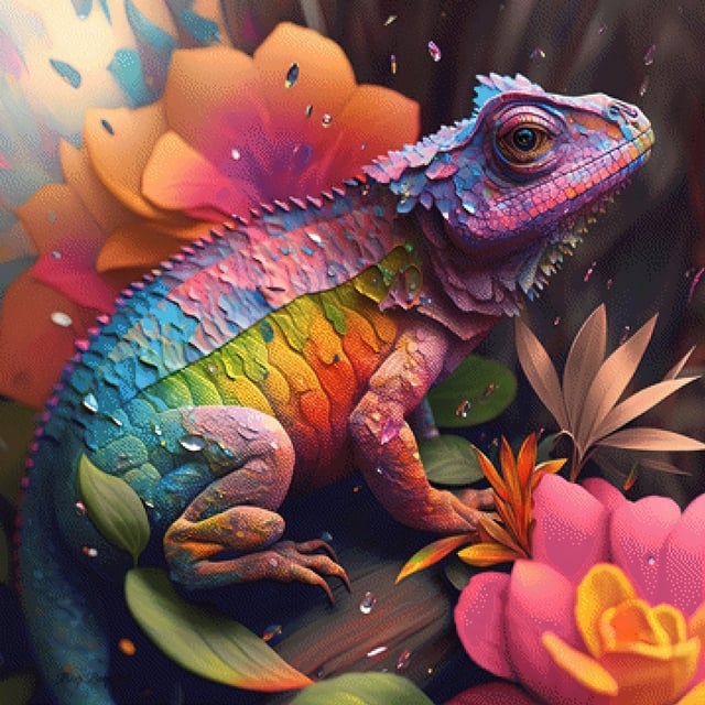 Pixelfee Diamond Painting Rainbow Chamalion von Beep Boop Art