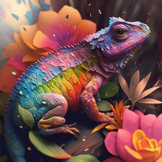 Pixelfee Diamond Painting Rainbow Chamalion von Beep Boop Art