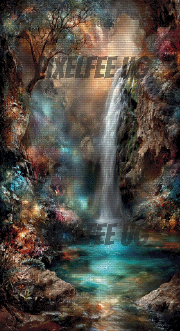 Pixelfee Diamond Painting Waterfall in the Rainforrest von Kreativköter
