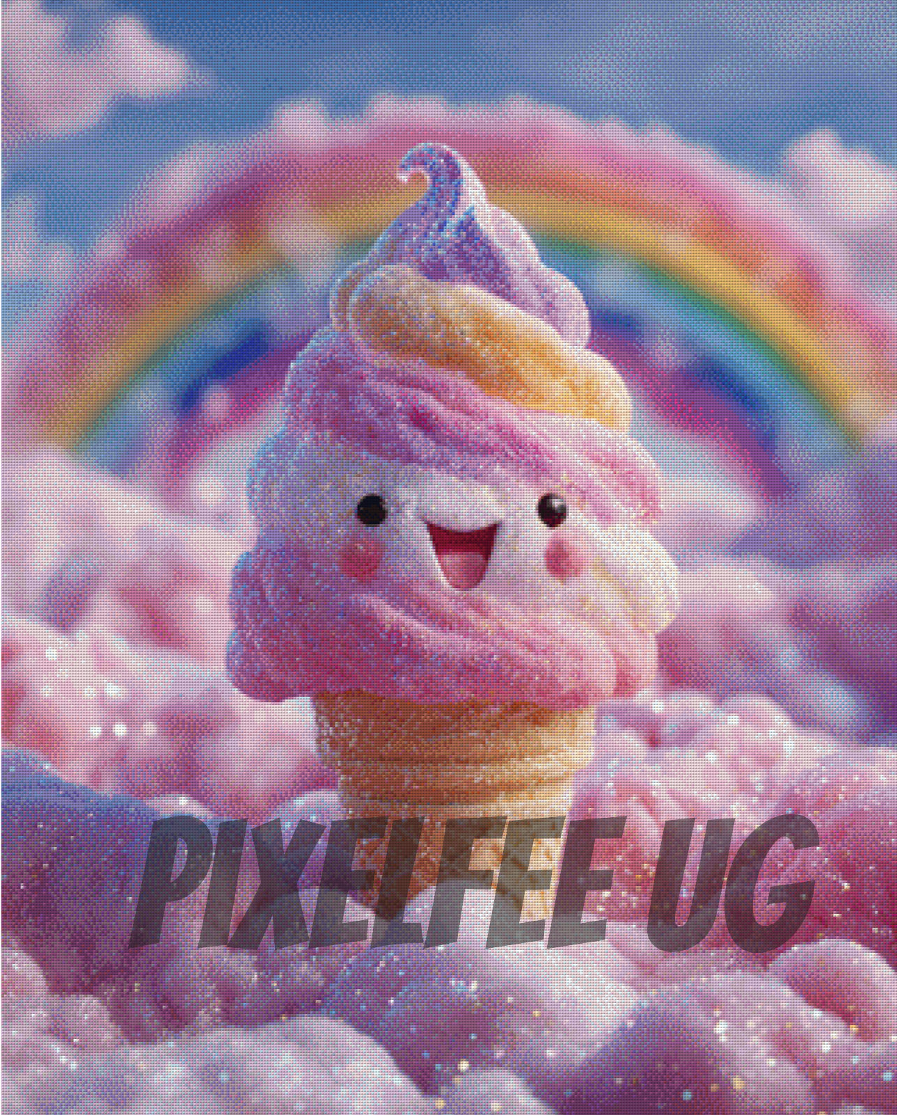 Pixelfee Diamond Painting Happy Scoop von Bex AI