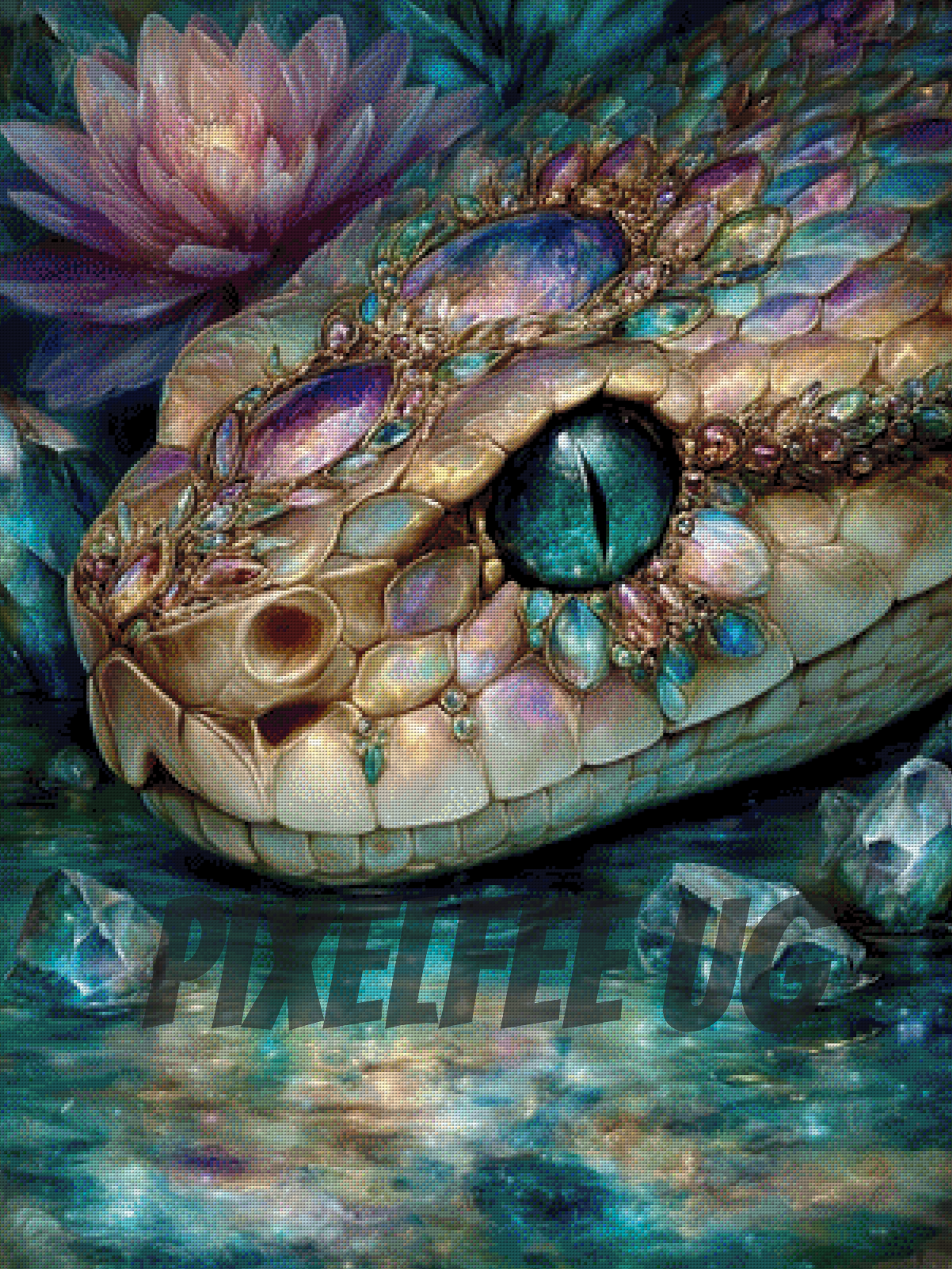 Pixelfee Diamond Painting Serpent Of Lilies von Sandrietta