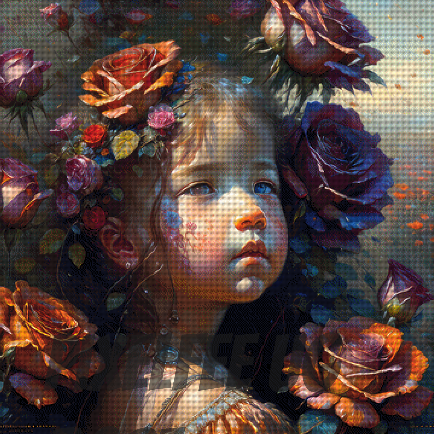 Pixelfee Diamond Painting Sweet Roses Girl von Kreativköter