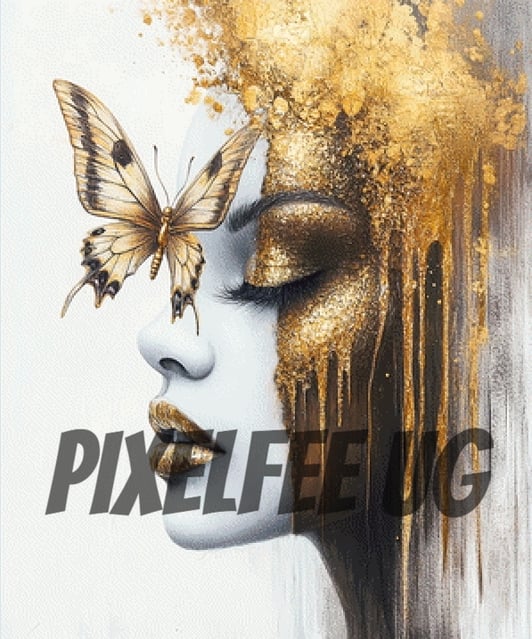 Pixelfee Diamond Painting Golden Rain von Sandrietta_ai