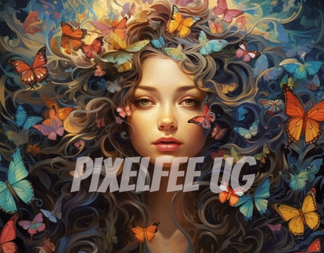 Pixelfee Diamond Painting Hair full of Butterflies von Sandrietta_ai