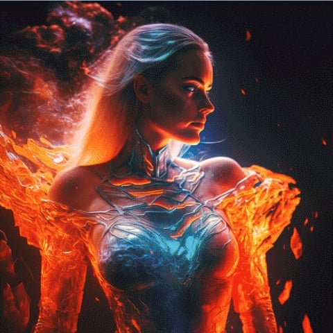 Pixelfee Diamond Painting Flame Hero von Sandrietta_ai