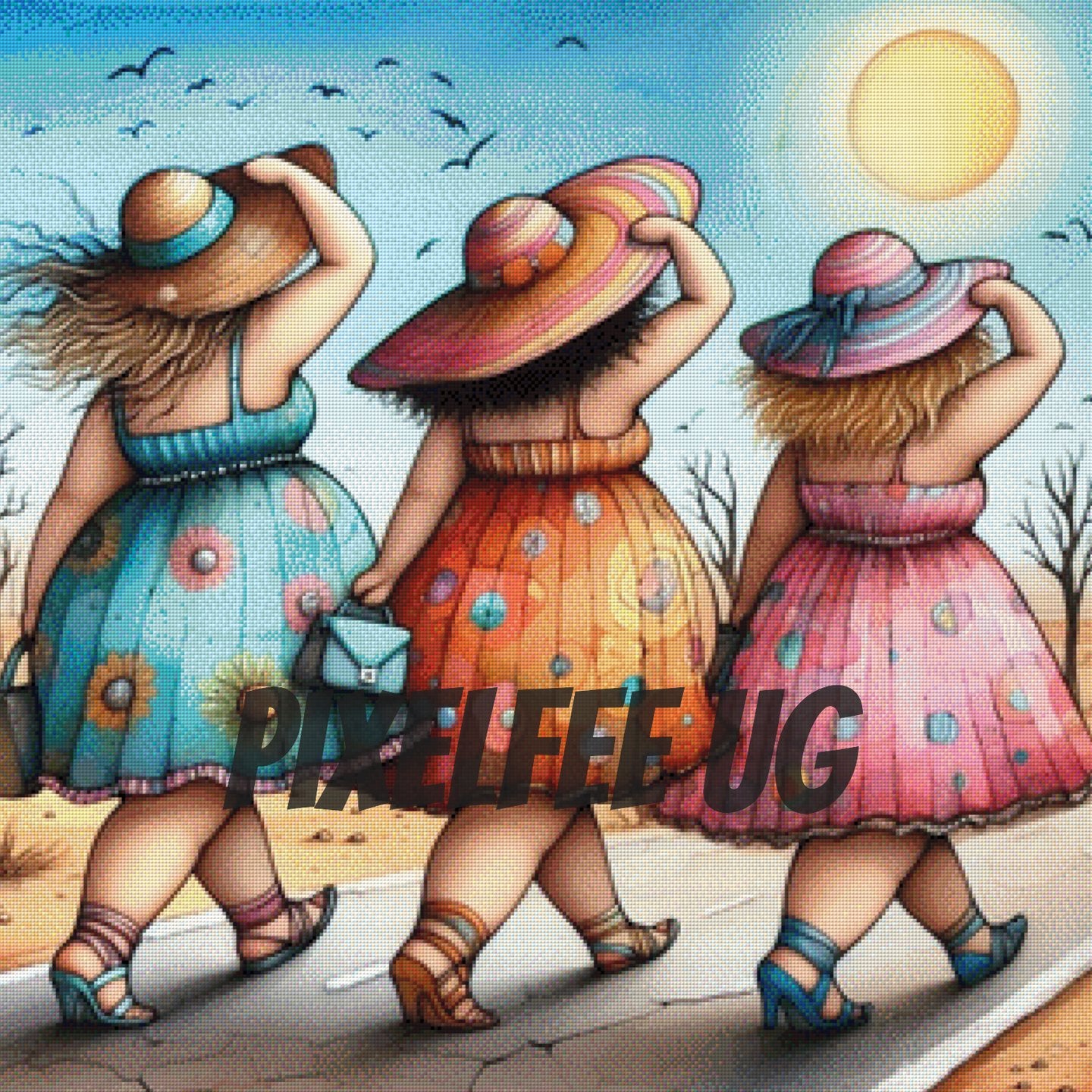 Pixelfee Diamond Painting Three Ladys von CaroFelicia