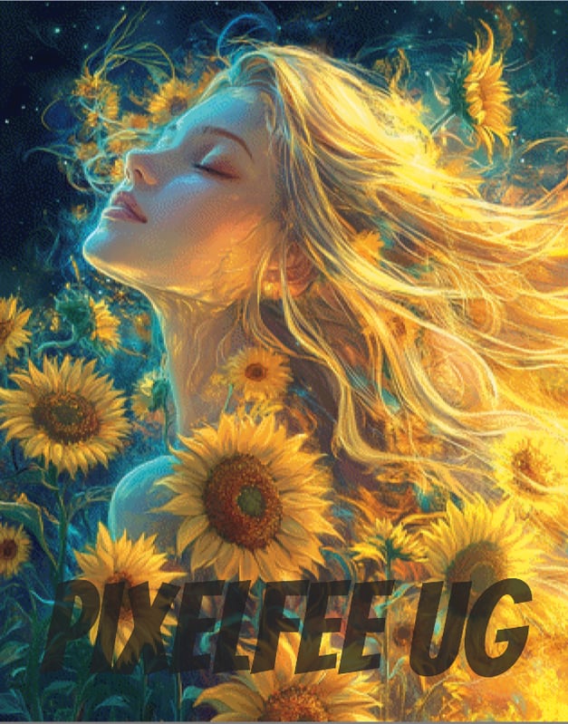 Pixelfee Diamond Painting Bath in Sunflowers von Sandrietta_ai