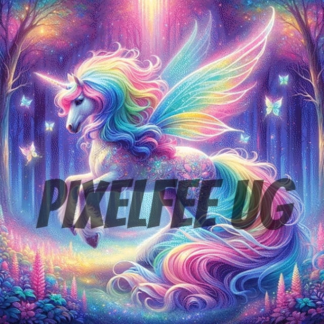 Pixelfee Diamond Painting Rainbow Unicorn von Sandrietta_ai