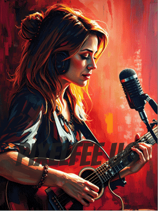 Pixelfee Diamond Painting Das Mädchen mit der Gitarre #4 von Pears