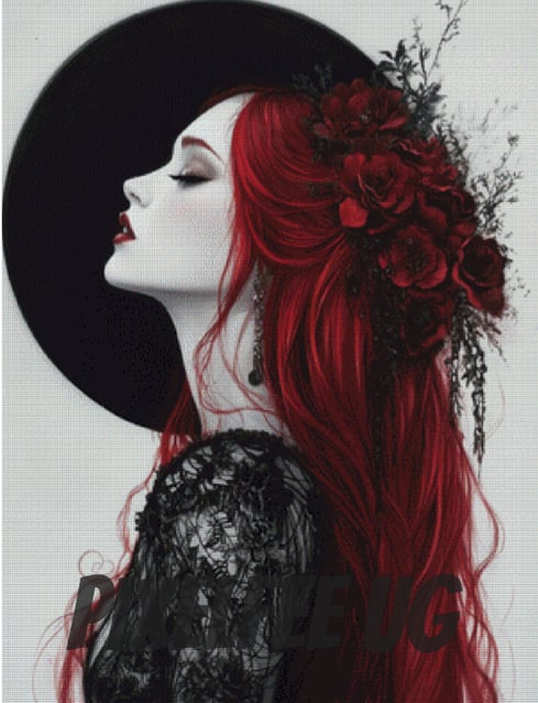 Pixelfee Diamond Painting Lady with red Hair #3 von Sandrietta_ai