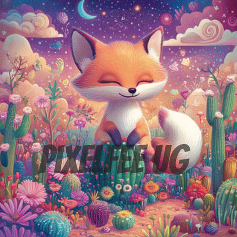 Pixelfee Diamond Painting Fuchs im Kaktuszauberland von Sandrietta_ai