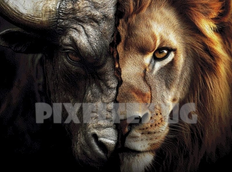 Pixelfee Diamond Painting Taurus & Lion von Kreativköter