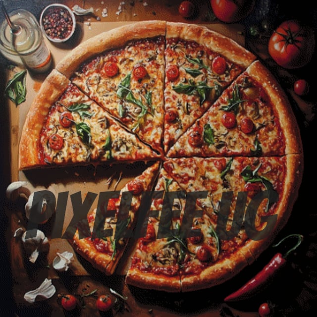 Pixelfee Diamond Painting Pizza von Kreativköter