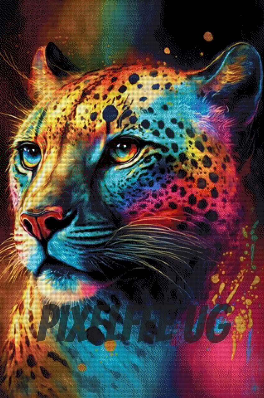 Pixelfee Diamond Painting Rainbow Cheetah von Bátor Gábor