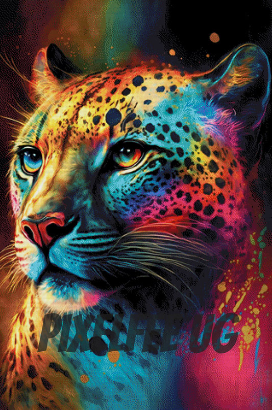 Pixelfee Diamond Painting Rainbow Cheetah von Bátor Gábor
