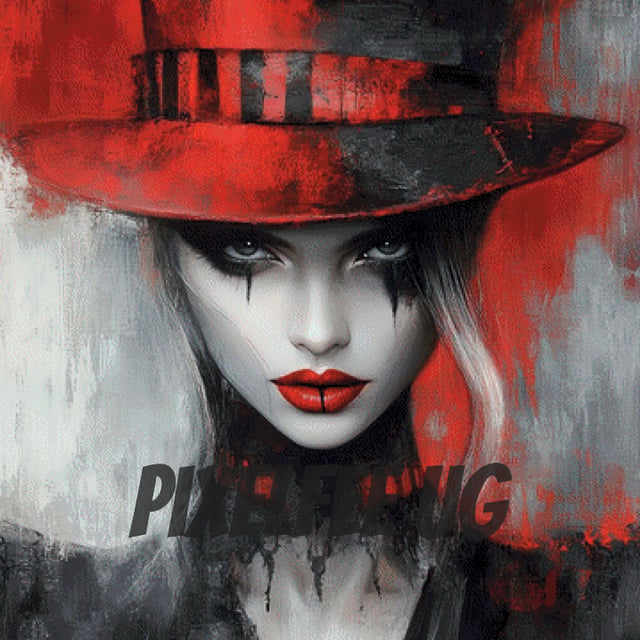 Pixelfee Diamond Painting Red Hat Beauty von CaroFelicia