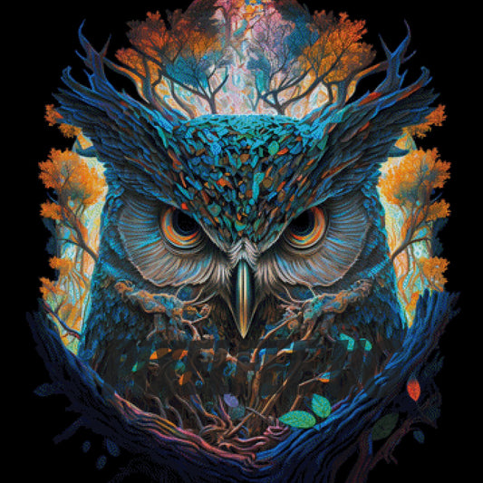 Pixelfee Diamond Painting Forest Angry Owl von Bátor Gábor