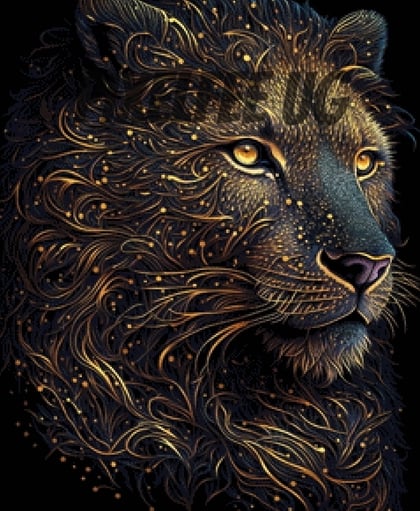 Pixelfee Diamond Painting Golden Lion von Morgana.fantasy.ai