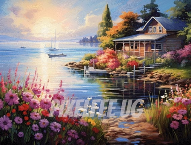Pixelfee Diamond Painting Camping at the Beach von Sandrietta_ai